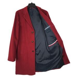 Tommy Hilfiger Men's Modern-Fit Addison Stretch Wool Blend Overcoat Red 40R NWT